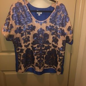 Tracy Reese for Target nude and blue top